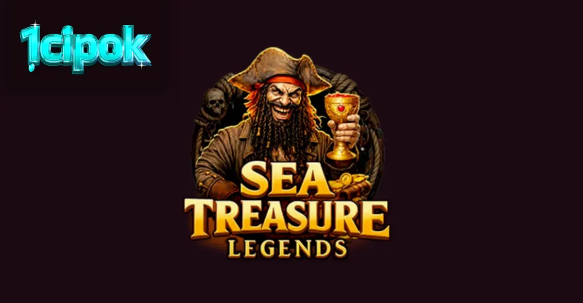 Pemandangan laut lepas dengan kapal bajak laut dalam permainan slot Sea Treasures Legend